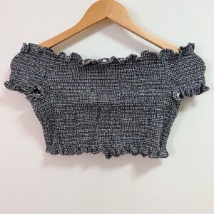 Ecote Smocked Cropped Bardot Top